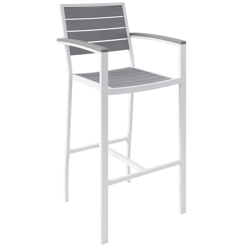 Eveleen Barstool with Arms Indoor / Outdoor Synthetic Polymer Seat and Back