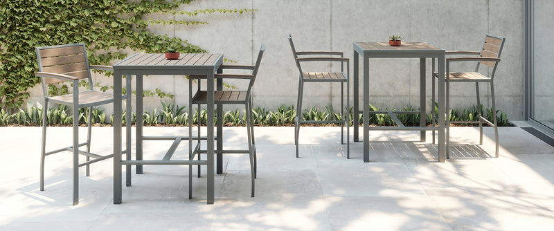 Eveleen 35" x 35" Square Cafe Table Indoor / Outdoor Synthetic Polymer Aluminum Frame