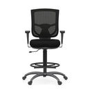 CoolMesh Pro Mesh Back Task Stool with Adjustable Arms, Upholstered Seat, Footring and Black Base