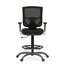 CoolMesh Pro Mesh Back Task Stool with Adjustable Arms, Upholstered Seat, Footring and Black Base
