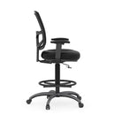 CoolMesh Pro Mesh Back Task Stool with Adjustable Arms, Upholstered Seat, Footring and Black Base