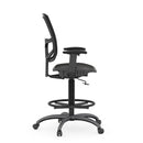 CoolMesh Pro Mesh Back Task Stool with Adjustable Arms, Upholstered Seat, Footring and Black Base