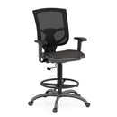 CoolMesh Pro Mesh Back Task Stool with Adjustable Arms, Upholstered Seat, Footring and Black Base