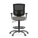 CoolMesh Pro Mesh Back Task Stool with Adjustable Arms, Upholstered Seat, Footring and Black Base