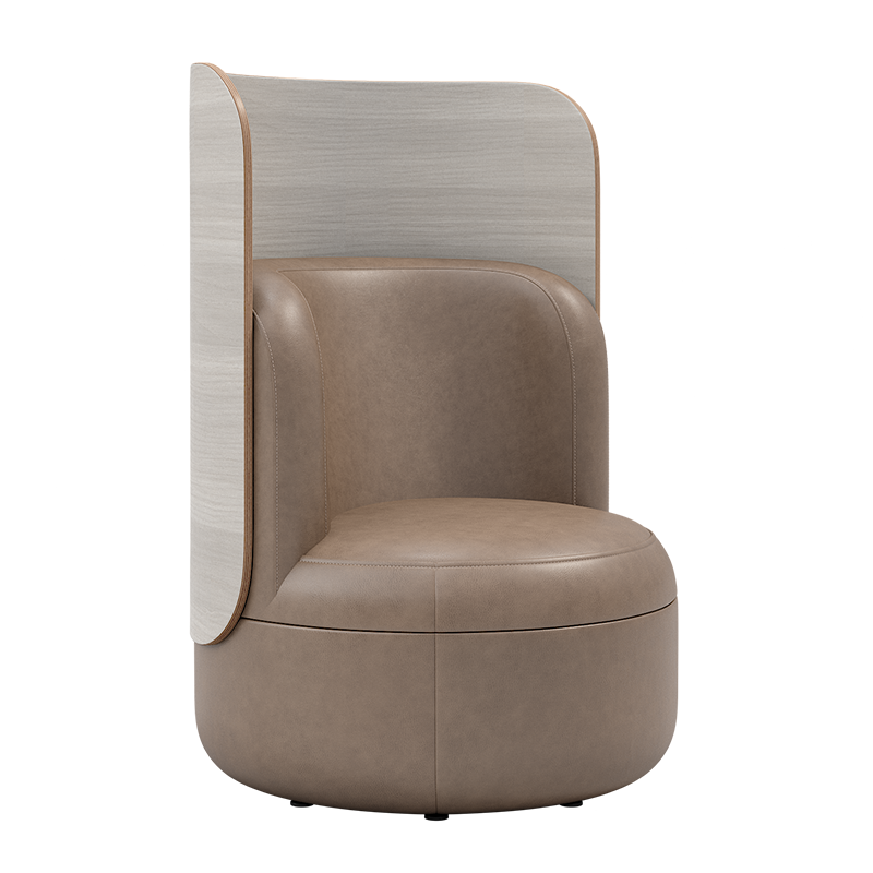 Lounge Chair with Upholstered Back and High Wood Surround
