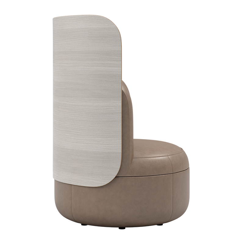 Lounge Chair with Upholstered Back and High Wood Surround