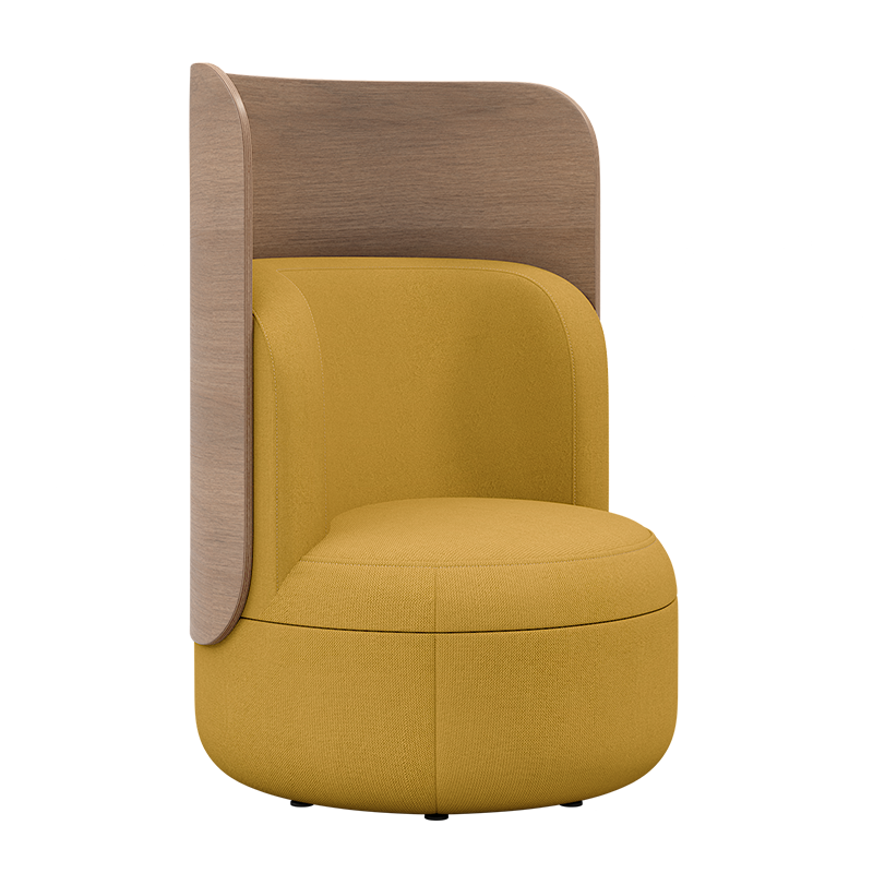 Lounge Chair with Upholstered Back and High Wood Surround