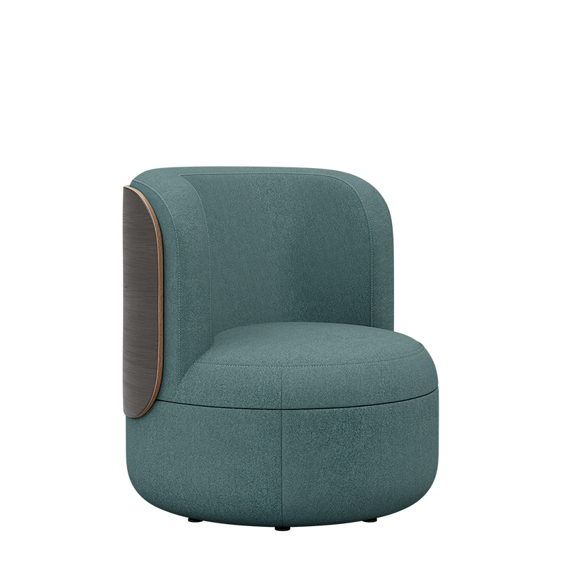 Dotti Lounge Chair with Upholstered Back and Low Wood Surround