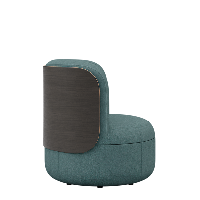 Dotti Lounge Chair with Upholstered Back and Low Wood Surround