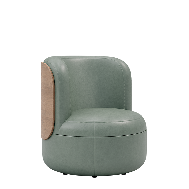 Dotti Lounge Chair with Upholstered Back and Low Wood Surround