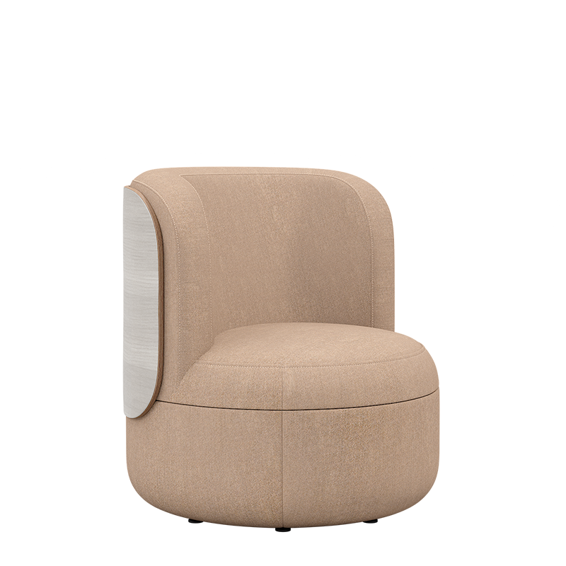 Dotti Lounge Chair with Upholstered Back and Low Wood Surround