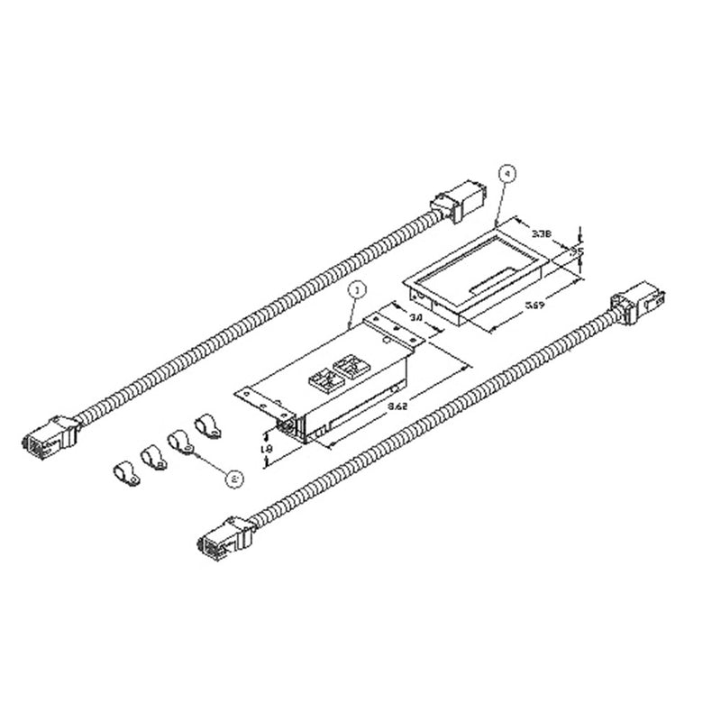 48" Surface Mount Table Kit, 2 Power Receptacles, Silver