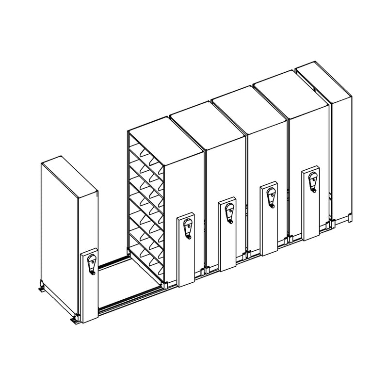 Mobile Lite Typical 15' x 4'; Letter End Tab Filing, 7-Tier, Locking System, 2,424 LFI