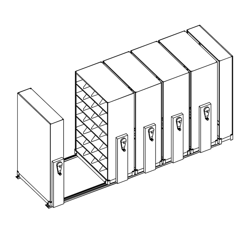 Mobile Lite Typical 15' x 5'; Letter End Tab Filing, 7-Tier, Locking System, 3,263 LFI