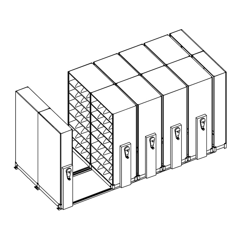 Mobile Lite Typical 15' x 7'; Letter End Tab Filing, 7-Tier, Locking System, 4,854 LFI