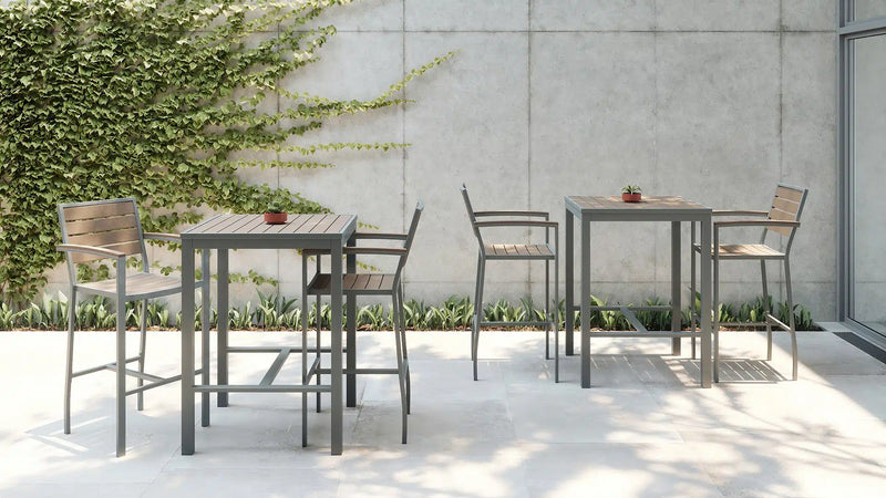 Eveleen Barstool with Arms Indoor / Outdoor Synthetic Polymer Seat and Back