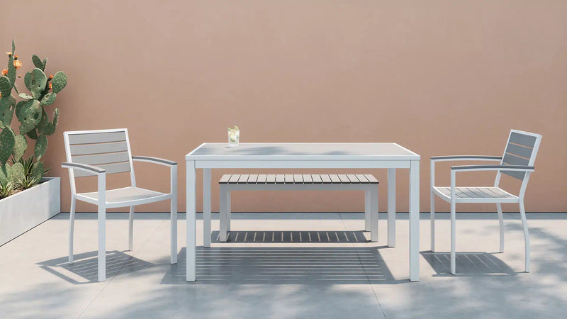 Eveleen 32" x 55" Rectangle Cafe Table Indoor / Outdoor Synthetic Polymer Aluminum Frame