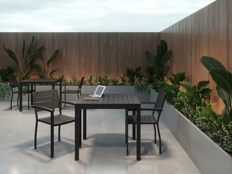 Eveleen 35" x 35" Square Cafe Table Indoor / Outdoor Synthetic Polymer Aluminum Frame