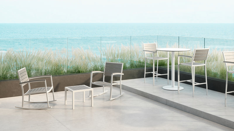 Eveleen 36" Round Cafe Table Indoor / Outdoor Phenolic Top Round Aluminum Base