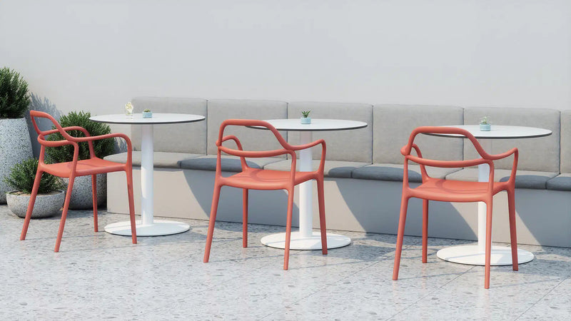 Eveleen 36" Round Cafe Table Indoor / Outdoor Phenolic Top Round Aluminum Base