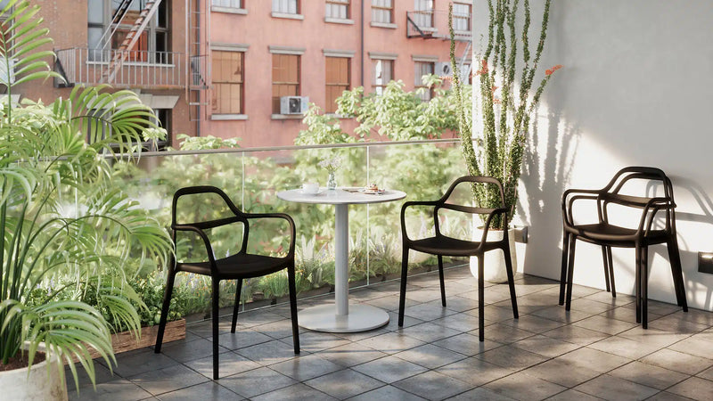 Eveleen 36" Round Cafe Table Indoor / Outdoor Phenolic Top Round Aluminum Base
