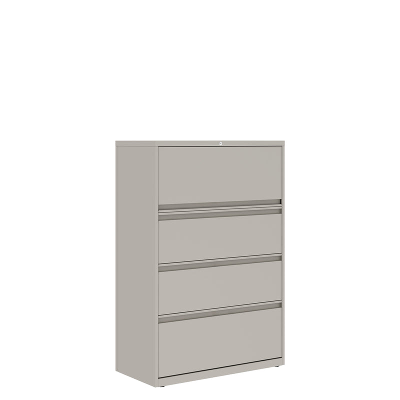 Prime™ 53.6"H Four Drawer Lateral File Cabinet, 36"W x 18"D - One Receding, Three Fixed Front