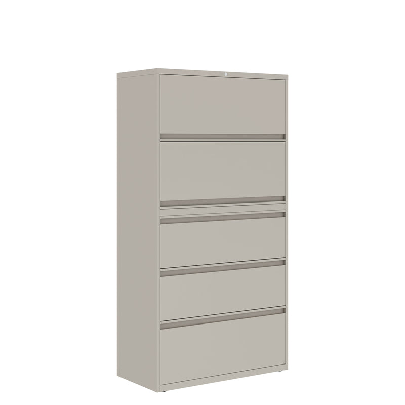 Prime™ 69.6"H Five Drawer Lateral File Cabinet, 36"W x 18"D - Two Receding, Three Fixed Front