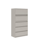Prime™ 65.6"H Five Drawer Lateral File Cabinet, 36"W x 18"D - One Receding, Four Fixed Front