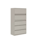 Prime™ 65.6"H Five Drawer Lateral File Cabinet, Posting Shelf, 36"W x 18"D - One Receding, Four Fixed Front