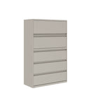 Prime™ 65.6"H Five Drawer Lateral File Cabinet, Posting Shelf, 42"W x 18"D - One Receding, Four Fixed Front