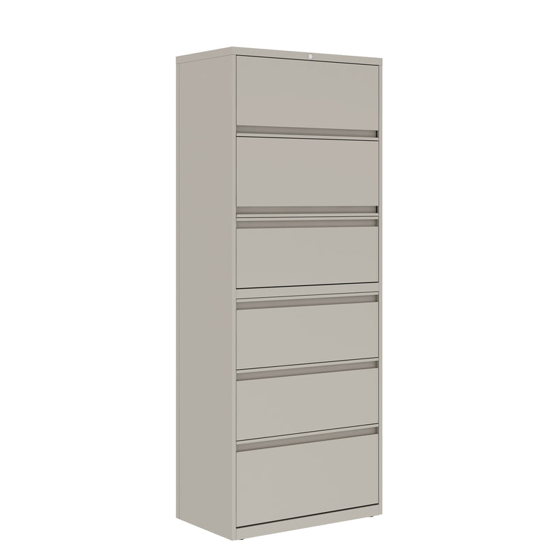 Prime™ 77.6"H Six Drawer Lateral File Cabinet, Posting Shelf, 30"W x 18"D - Two Receding, Four Fixed Front