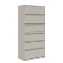 Prime™ 77.6"H Six Drawer Lateral File Cabinet, Posting Shelf, 36"W x 18"D - Two Receding, Four Fixed Front