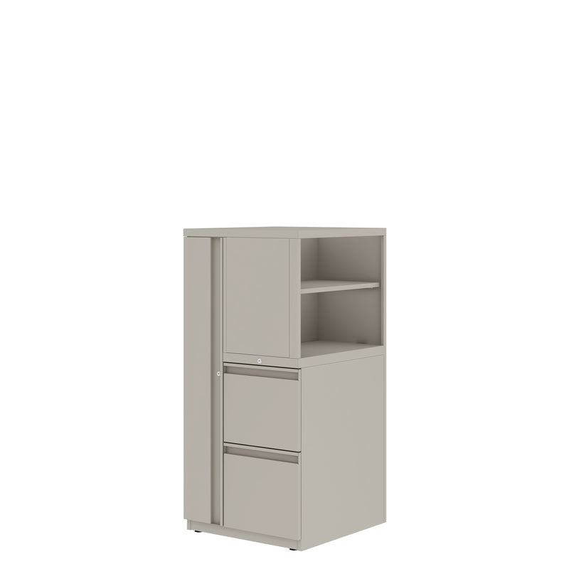 Prime™ 49.6"H Personal Storage Tower, Open Side Shelves, Wardrobe - Left, File/File - Right