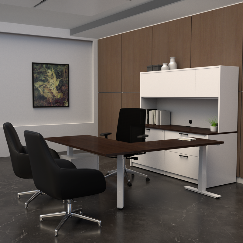 Rizer Height Adjustable L Desk with Cable Management