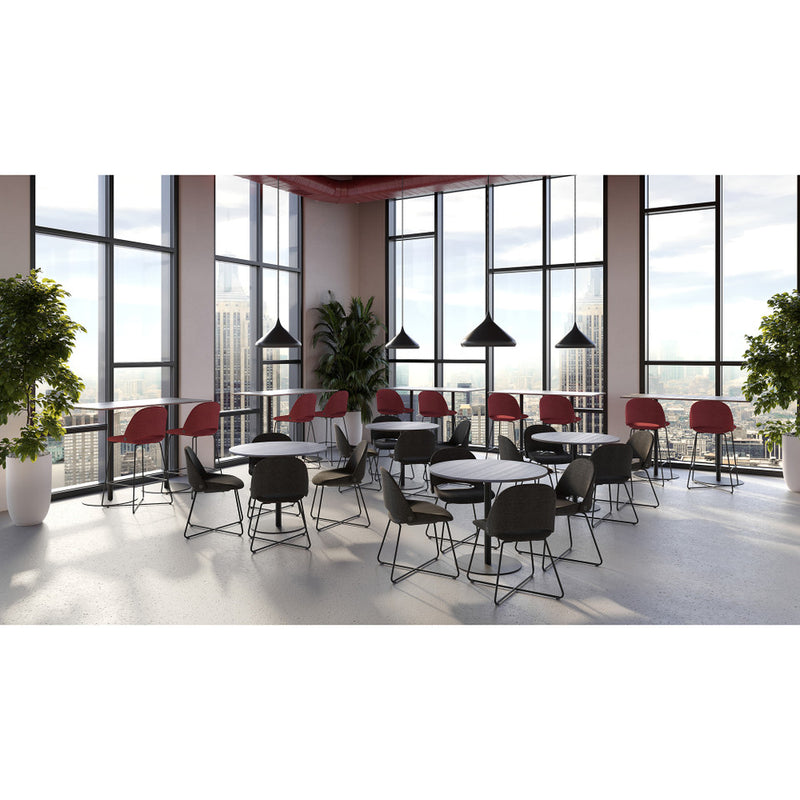Jola Bar Height Fabric Stool with Black Metal Base - Set of 2
