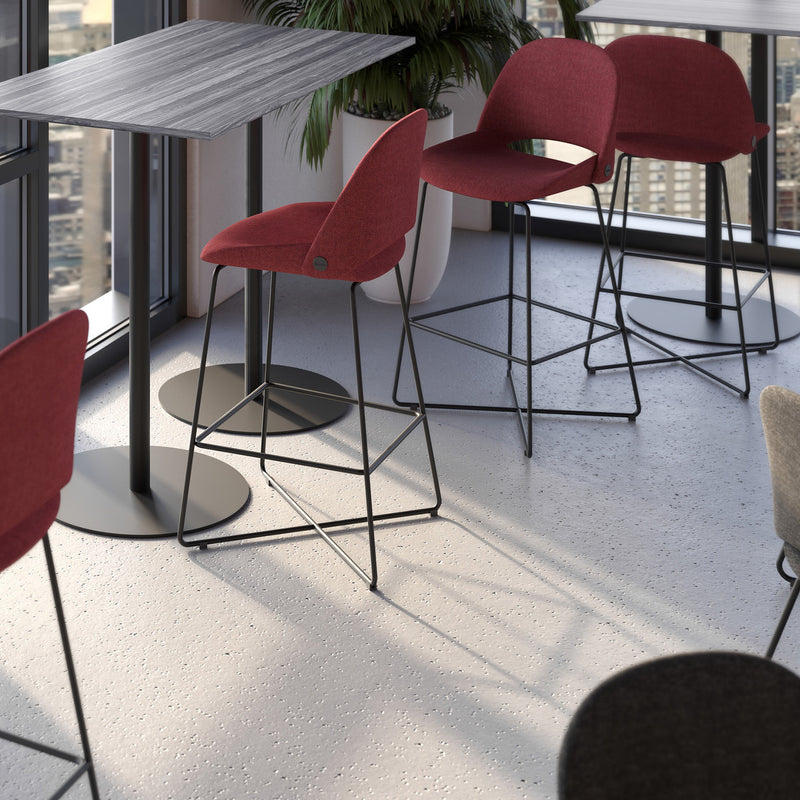 Jola Bar Height Fabric Stool with Black Metal Base - Set of 2