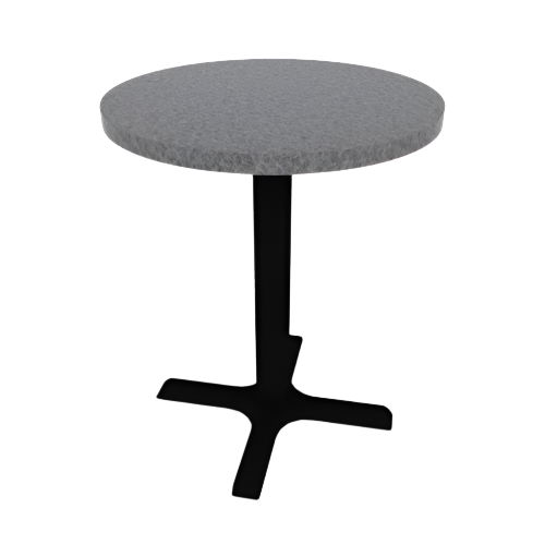 Proof 24" Round Pedestal Cafe Table with Cast Iron X-Base Pair HPL Top