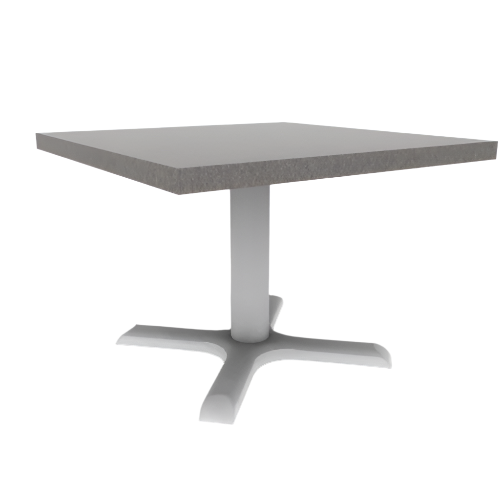 Proof Cast Iron Square Pedestal Table with X-Base HPL Top