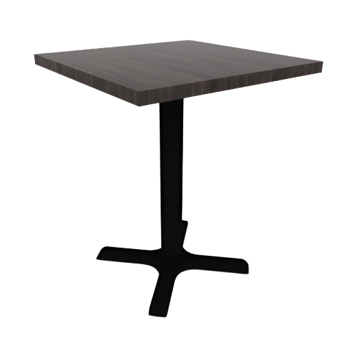 Proof 24" Square Pedestal Cafe Table with Cast Iron X-Base HPL Top