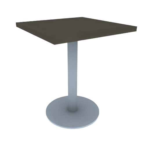 Proof 24" Square Pedestal Cafe Table with Round Stainless Steel Base HPL Top