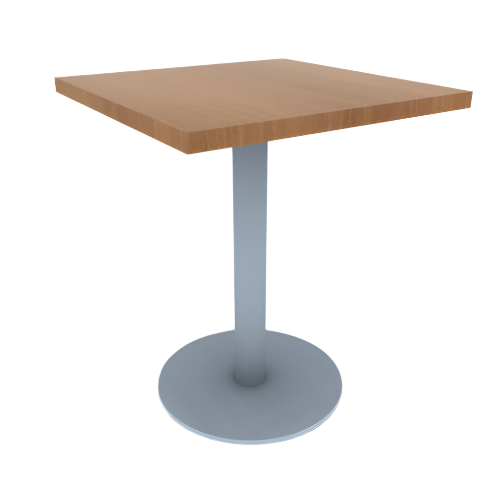 Proof 24" Square Pedestal Cafe Table with Round Stainless Steel Base HPL Top