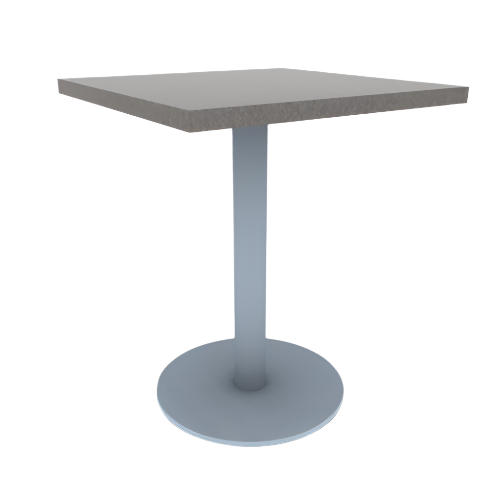 Proof 24" Square Pedestal Cafe Table with Round Stainless Steel Base HPL Top