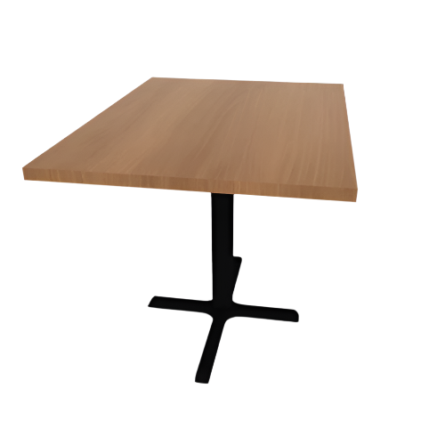 Proof 30" x 42" Rectangle Pedestal Cafe Table with Straight T-Legs Pair HPL Top 3MM PVC Edge