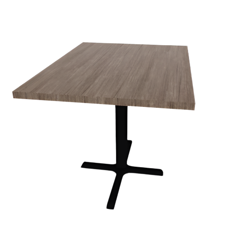 Proof 30" x 42" Rectangle Pedestal Cafe Table with Straight T-Legs Pair HPL Top 3MM PVC Edge