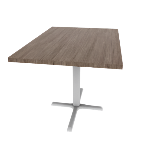 Proof 30" x 42" Rectangle Pedestal Cafe Table with Straight T-Legs Pair HPL Top 3MM PVC Edge