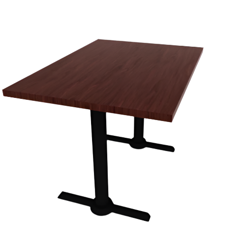 Proof 30" x 42" Rectangle Pedestal Cafe Table with X-Style Base HPL Top 3MM PVC Edge