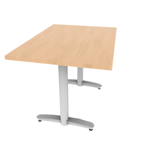 Proof 30" x 42" Rectangle Pedestal Cafe Table with Arched T-Legs Pair HPL Top 3MM PVC Edge