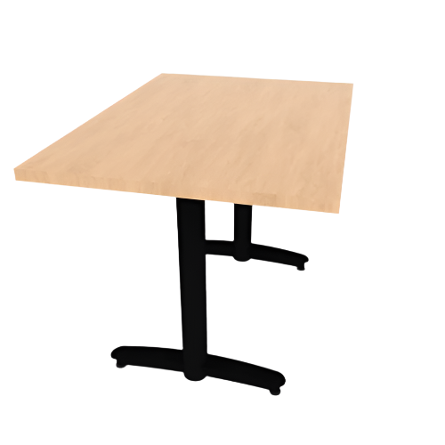 Proof 30" x 42" Rectangle Pedestal Cafe Table with Arched T-Legs Pair HPL Top 3MM PVC Edge