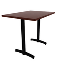 Proof 30" x 42" Rectangle Pedestal Counter Table with Cast Iron Arched T-Legs Pair HPL Top