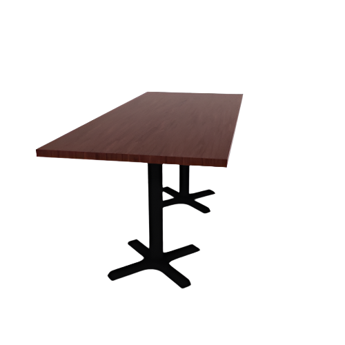 Proof 30" x 72" Rectangle Pedestal Cafe Table with X-Base Pair HPL Top